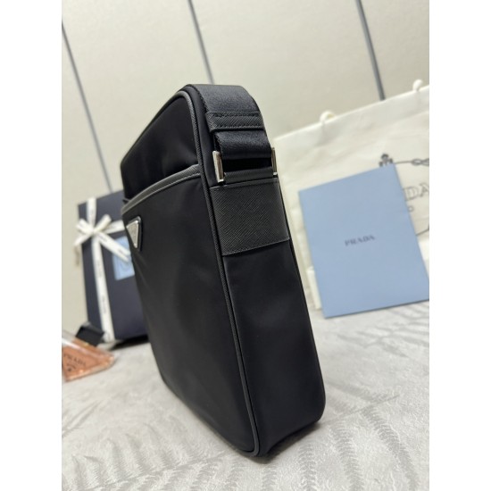 F410 with counter counterpart full package exclusive customized classic crossbody 2VH002 messenger bag nylon and Saffiano leather trim adjustable nylon shoulder strap polished steel hardware and black titanium zipper compartments extra zipper compartment 