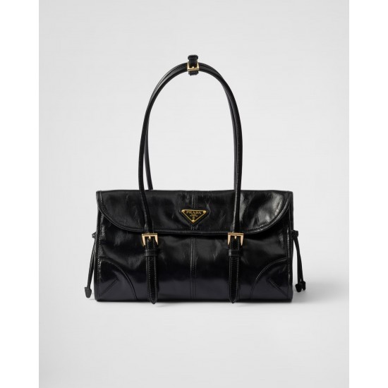 New Oil Waxed Leather Underarm Bag Double Buckle Soft Lux1BD376 Arrival