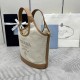 F520 with counter counter version of the full set of packaging exclusive customized new shopping bag 1BE074 small tote This tote bag is made of linen blend fabrics to create a stylish sense of volume and exquisite geometric shape to show its structured de