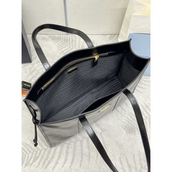 F750 new waxy leather tote bag 1BG460 This tote bag is made of imported waxy leather oily color exudes a classical atmosphere shoulder carry handheld can be capacity space is very large huge good use is definitely the time business people must-have models